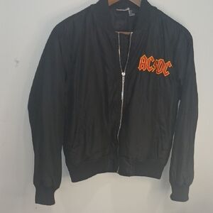 AC/DC Black Bomber Jacket with Red Logo